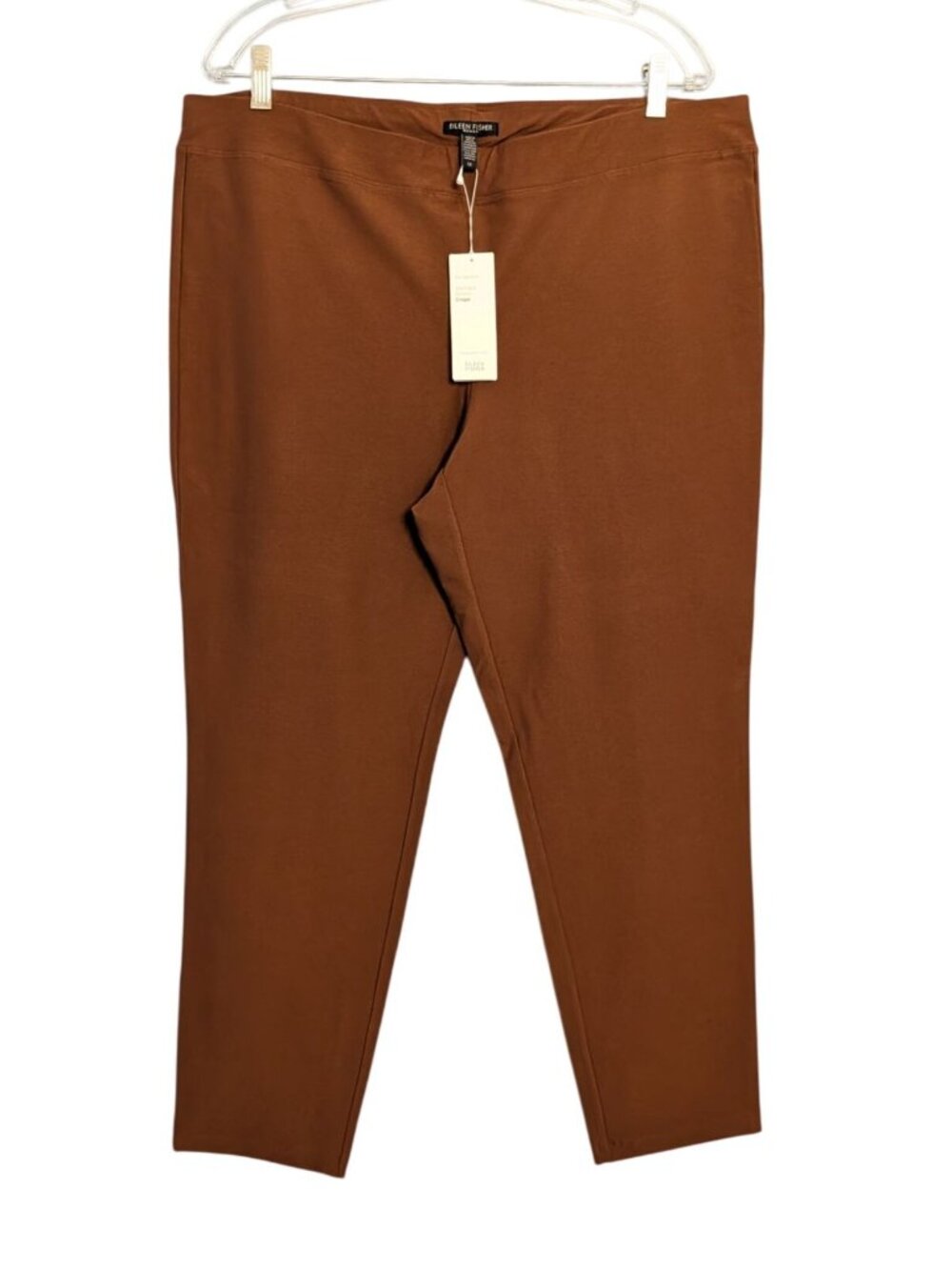Eileen Fisher Womans Slim Ankle Pants Nutmeg 1X Washable Stretch Crepe Knit NWT